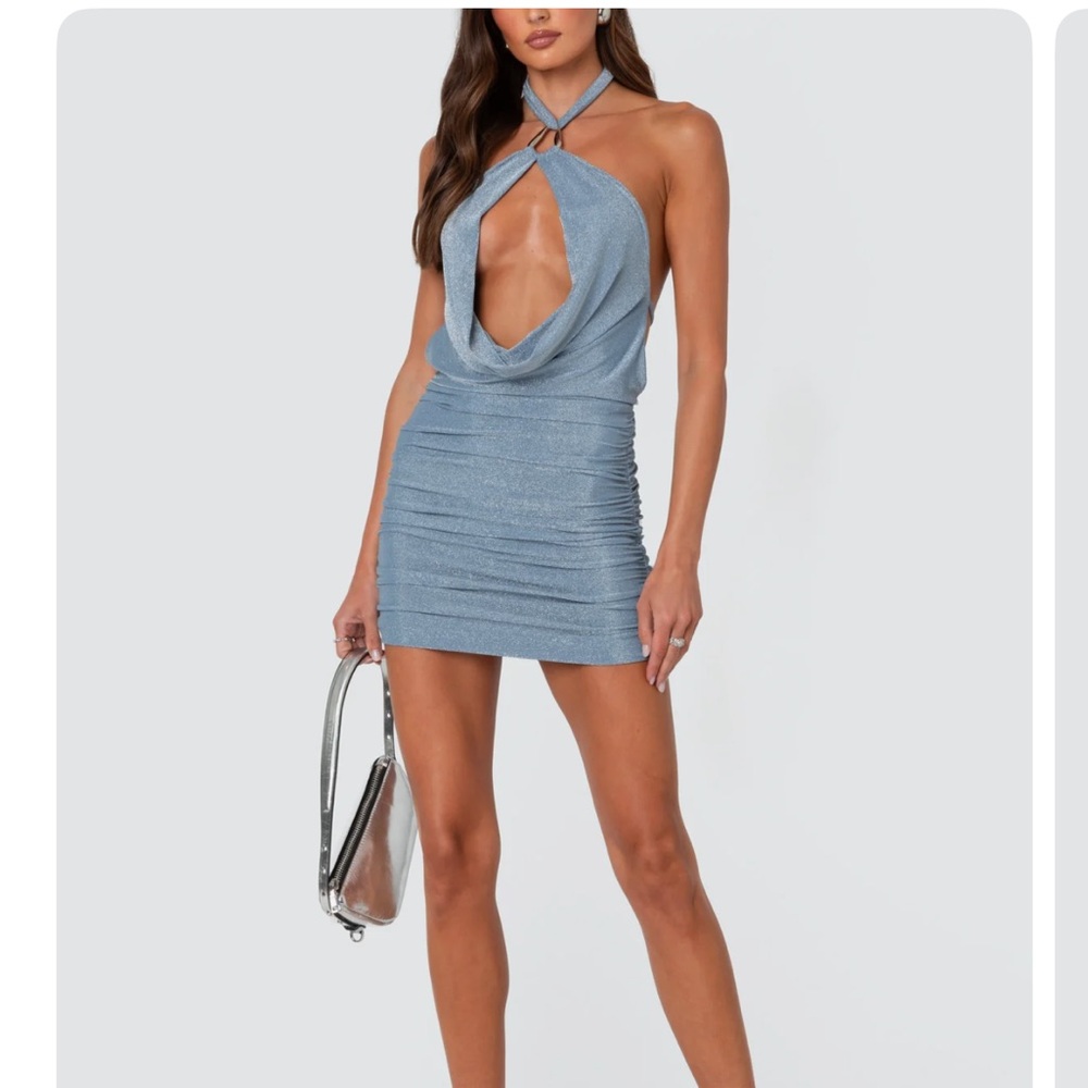 Edikted cowl cut out sparkly mini dress